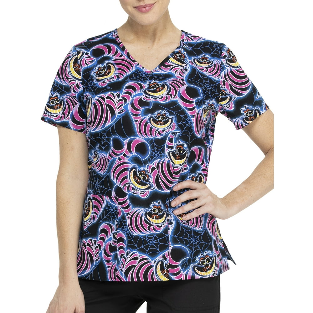 Scrubstar Scrubstar Disney's Cheshire Cat "Creepin Meowt" Women's V