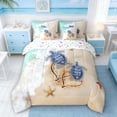 thumbnail image 3 of Manfei Beach Sea Turtle Twin Bedding Sets for Kids Boys and Girls, Romantic Coastal Print Bedding Comforter Set, Stars Reversible 7pcs, 3 of 6