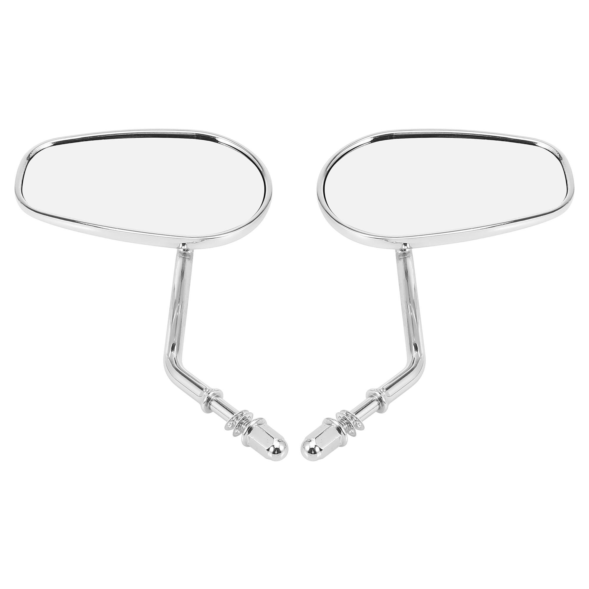 F FIERCE CYCLE 1 Pair Universal Motorcycle Side Rearview Mirror Oval Shape for Handlebar Mount Chrome Silver Tone 