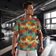 thumbnail image 3 of Wukai Colorful Hawaii Palms Print Men's Short-Sleeved Mesh T-Shirt,Quick-Dry Short Sleeve Workout T-Shirt-6X-Large, 3 of 8