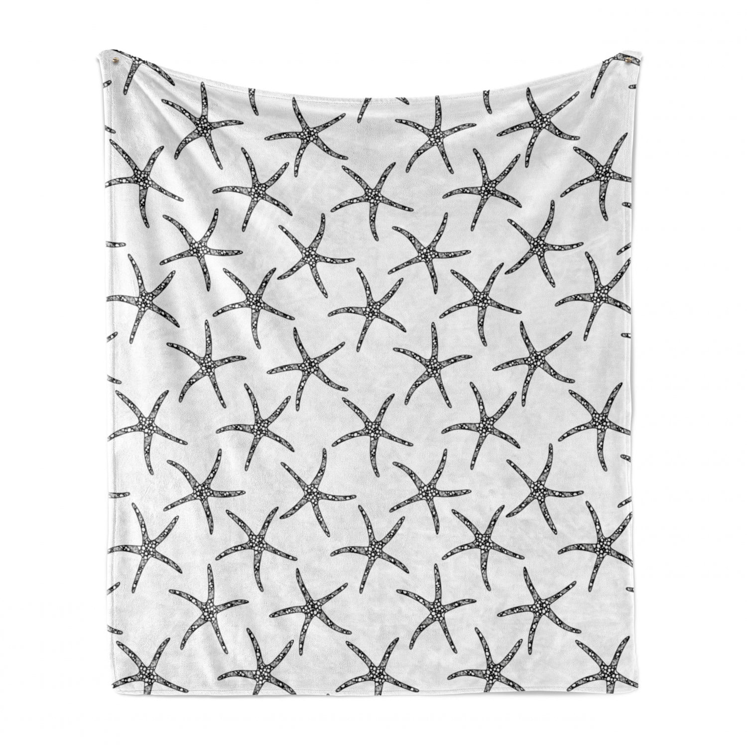 50 x 60 Cozy Plush for Indoor and Outdoor Use Charcoal Grey and White Repeating Monochromatic Marine Design of Starfish on Plain Backdrop Ambesonne Zentangle Soft Flannel Fleece Throw Blanket 