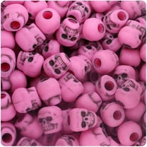 BeadTin Dark Pink Antique 11mm Skull Pony Beads (150pcs)