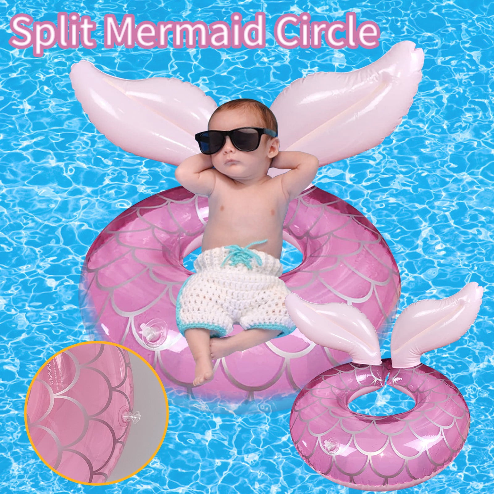 Fankiway Fishtail Slit Swimming Ring Children Thicken Inflatable