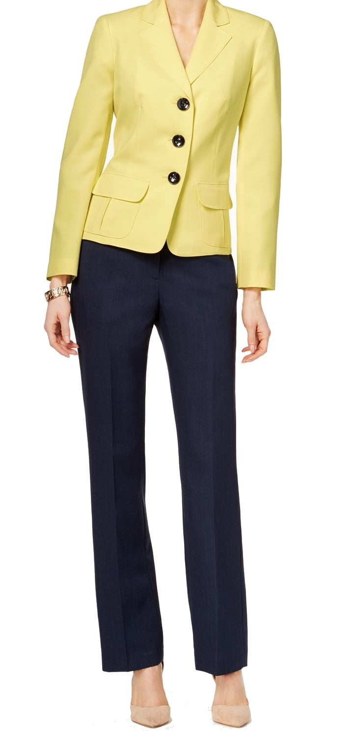 Le Suit Le Suit NEW Yellow Women's Size 6 Colorblock Three Button