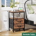 thumbnail image 3 of Nightstands Set of 2, End Tables with Charging Station, Side Tables with Fabric Drawers, Bedside Tables with USB Ports and Outlets, Night Stands for Bedroom,Rustic Brown, 3 of 18