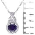 thumbnail image 2 of Everly Women's Created Blue and White Sapphire Sterling Silver Teardrop Halo Pendant with Chain, 2 of 9