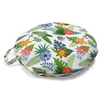 thumbnail image 1 of Floral Round Floor Cushion with Handle, Hawaiian Composition of Colorful Flowers and Leaves Blossoming on a Plain Background, Pillow for Living Room & Dorms, 18" Round, Multicolor, by Ambesonne, 1 of 4