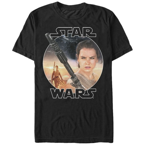 Men's Star Wars The Force Awakens Rey Jakku Graphic Tee Black Medium