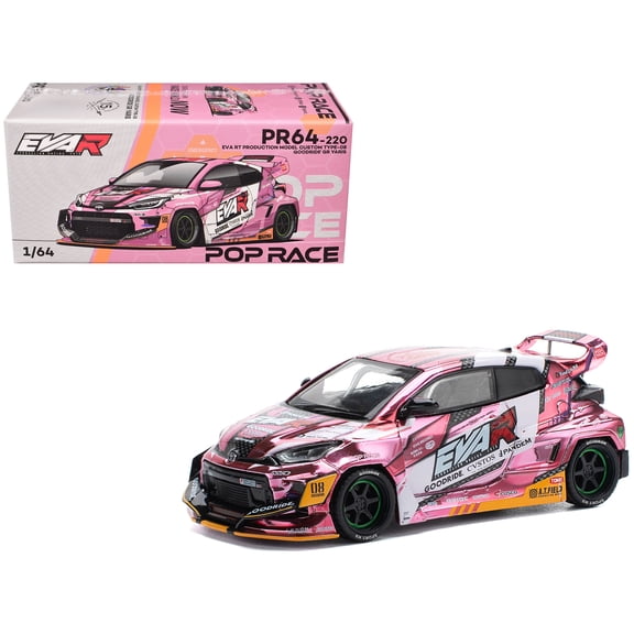Toyota Goodride GR Yaris RHD "EVA RT Production Model-08" Pink Metallic with Graphics 1/64 Die Cast Model Car by Pop Race
