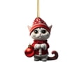 thumbnail image 2 of olkpmnmk 1Pcs 2D Flat Acrylic Hanging Cute Cat Christmas Ornament Set, Christmas Ornaments Cat with Santa Hat, Teacup & Ball, Xmas Tree Accessories Christmas Pendants Hanging, Cat Christmas Ornament, 2 of 2