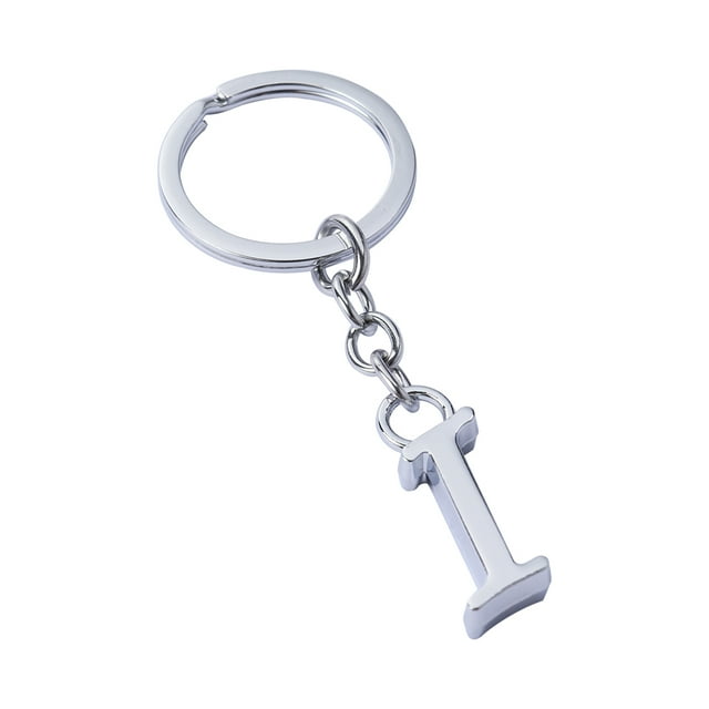 Alphabet Letter Pendant Keyring Creative Alloy Keychain Cool Car Keyring Handbag Phone Pendant Charms Gift (I)