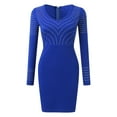 thumbnail image 6 of Womens Wedding Guest Dresses Long Sleeve Club Hot Drill V Neck Cocktail Dress Blue XXXL, 6 of 7
