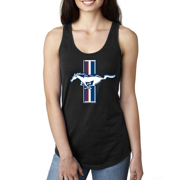 Wild Bobby Ford Mustang Retro USA Vintage Logo Classic Bar, Cars and Trucks Women Racerback Tank Top