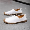 thumbnail image 2 of Men's White Hand Stitched Leather Slip-On Casual Loafers, 2 of 5