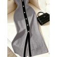 thumbnail image 4 of Womens Grey Slim Fit Knit Midi Dress, Sleeveless V-Neck Party Dress, 4 of 4
