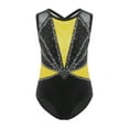 thumbnail image 3 of zdhoor Kids Girls Sleeveless Gymnastics Leotard Sparkly Dance Bodysuit Cross Back Shiny Stretchy Ballet Dancewear Yellow 8, 3 of 5