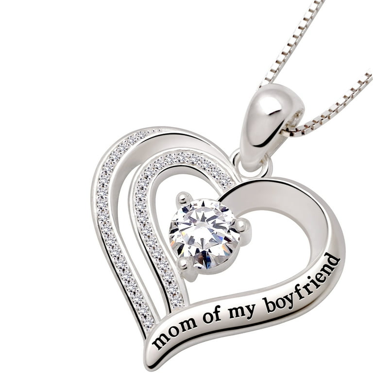 ALOV Jewelry Sterling Silver Mom of My Boyfriend Love Heart Cubic - Main Image