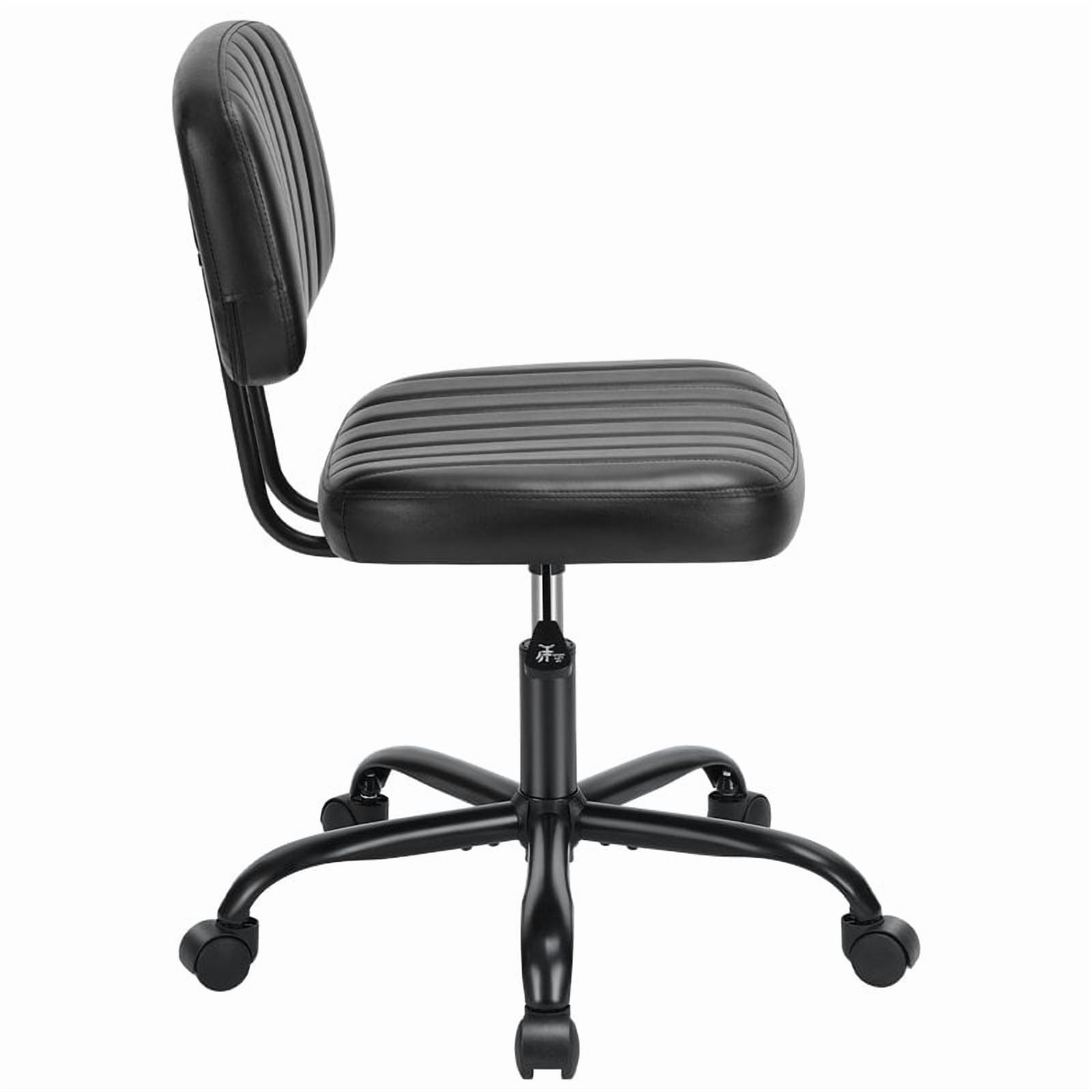 Desk Chair, Armless Activity Chair with Wheels, Comfy Low Back Swivel Task Chair, Black
