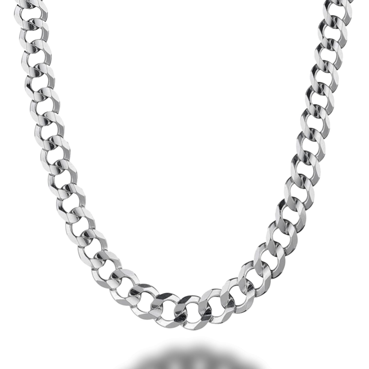 MiaBella Solid 925 Sterling Silver Italian 7mm Diamond Cut Cuban Link Curb Chain Necklace for Women Men 16-18-20-22-24-26-30 