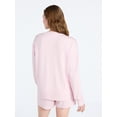 thumbnail image 4 of Joyspun Women's French Terry Long Sleeve Top and Shorts Lounge Set, 2-Piece, Sizes XS-3X, 4 of 6