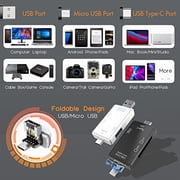 SD Card Reader for Android,Micro SD Card to USB Adapter,USB C SD Card Reader for Camera Memory Card Reader,6 in 1 SD Card Reader for PC Phone Pads (Black 2 pack)