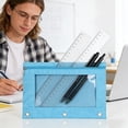 thumbnail image 1 of Three-hole Pen Case Transparent Document Folder Oxfords Cloth Storage Bag Large Airss Vent Large Capacity Stationery Bag, 1 of 7