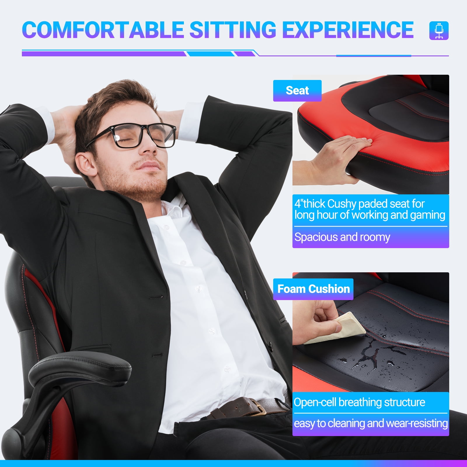 MAYEERTY Video Game Chairs with S-shaped backrest,Gamer Chair for Adults, 300lb Capacity, Racing Style Computer Chair with Ergonomic Lumbar Support, Gaming Chairs for Teens