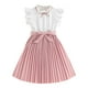 thumbnail image 1 of Odeerbi 8-12 Años Niñas Verano Algodón Tanque Vestido Ruffle Plisado Vestido Con Cinturón Dos Piezas Conjunto Vestido, 1 of 4