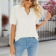 thumbnail image 5 of FAIWAD Women's Puff Sleeve Tops Summer V Neck Short Sleeve T-Shirts Casual Loose Ribbed Blouses, 5 of 9