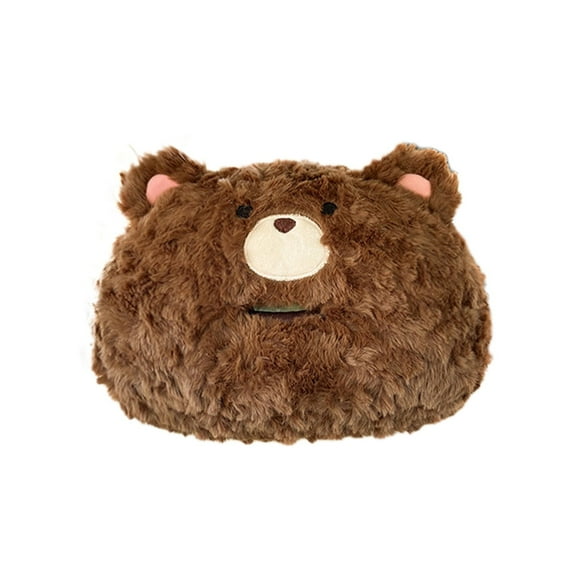 Coffee Car Headrest Tissue Storage Box Plush Bear Design Hanging Organizer Coffee 10.63X7.09X3.15 Inch Fleece Material