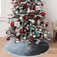 thumbnail image 5 of Rocae Valley Gray Dragon for Christmas Tree Skirt with Pom Pom Trim for Holiday Party for Holiday Home Decor Indoor Outdoor-30", 5 of 7