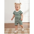 thumbnail image 4 of BemeyourBBs Infant Baby Girl Boy Summer Striped Romper One Piece Outfit Casual Short Sleeve Stripes Print Jumpsuit Shorts Baby Basic Clothes, 4 of 8