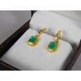 thumbnail image 1 of 2.20 Carats Natural Emerald Dangle In 14k Solid Gold May Birthstone Earrings, 1 of 6