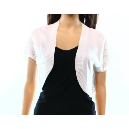 Signature By Robbie Bee NEW White Women Size Medium PM Petite Shrug Sweater