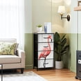 thumbnail image 2 of Flamingo Dresser for Bedroom with 4 Storage Drawers Pink Animal Modern Abstract Birds Pink Slender Curved Neck Long Dressers Chest of Drawers Steel Framed Fabric Closet Organizers for Entryway, 2 of 7