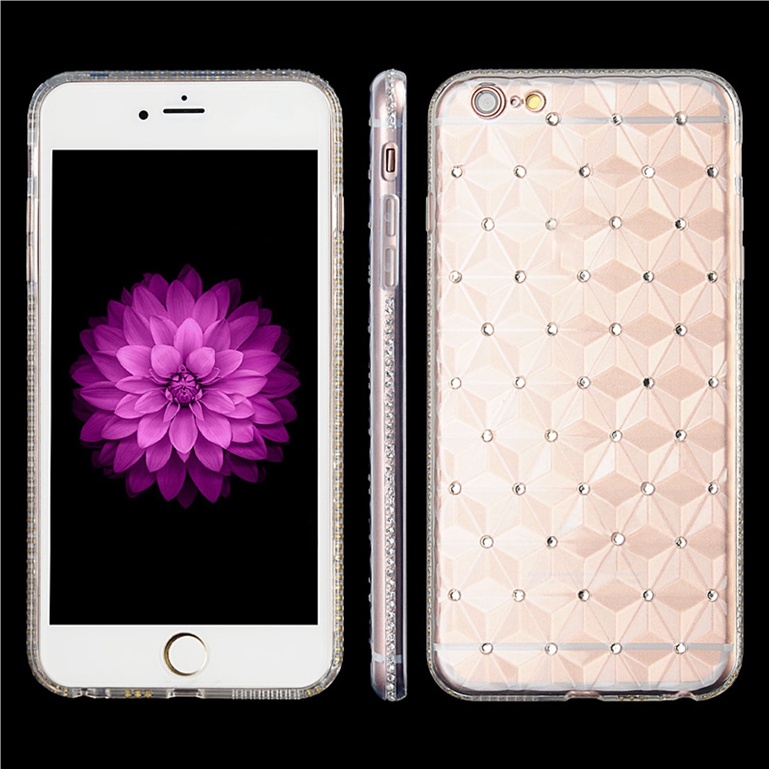 SumacLife Shimmering Diamond Skin Case for Apple iPhone 6 / 6S With Drop Resistant Shock Proof TPU Cover Casing (Clear)