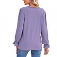 thumbnail image 2 of Baywell Womens Lace Crochet V Neck flare Long Sleeve Button Down Shirt Casual T Shirts Blouses Pullover Tops Purple S-XXL, 2 of 8