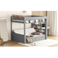 thumbnail image 6 of Full Size Wooden Convertible Bunk Bed with Storage Staircase, Bedside Table and 3 Drawers, Gray, 6 of 9