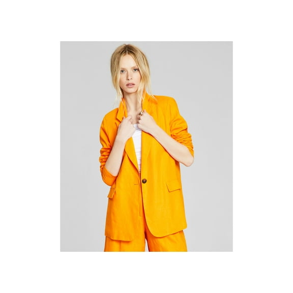 Women's Linen Blend Oversized One-Button Blazer Mango S