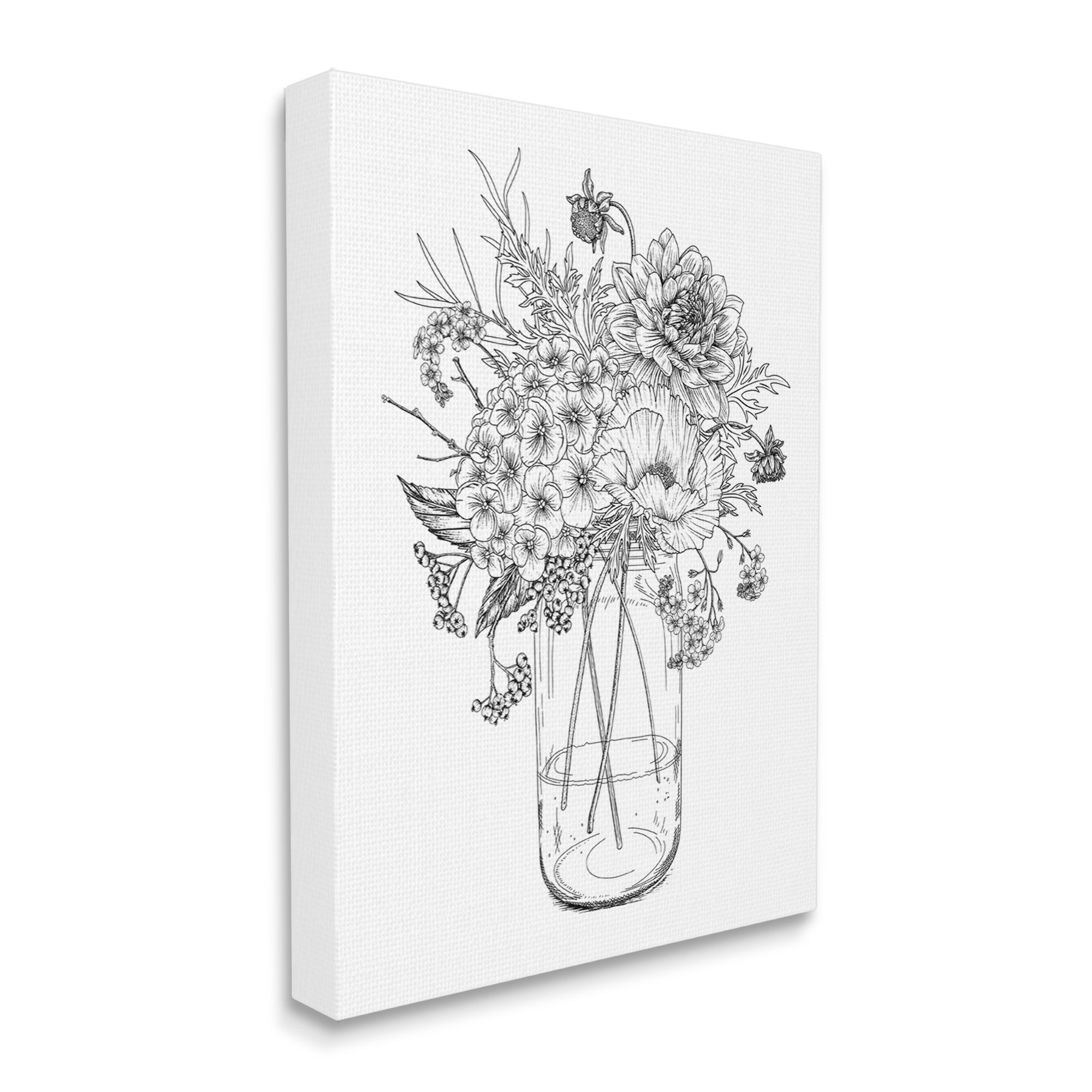 Stupell Industries Detailed Varied Flower Bouquet Blossoming Wildflower Blooms Graphic Art Gallery Wrapped Canvas Print Wall Art, Design by Lettered and Lined