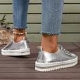 thumbnail image 4 of Viluyesy Womens Fashion Sneaker, Comfort Lace-Up Rhinestone Glitter Casual Shoes Silver US5.5, 4 of 9
