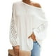 thumbnail image 1 of Blusa holgada de manga larga con cuello redondo y un hombro para mujer, color blanco, M, 1 of 5