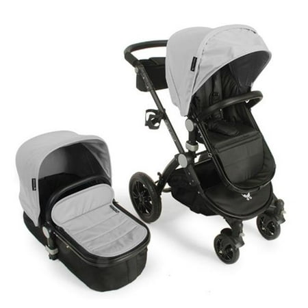 Babyroues Letour Avant Luxe Stroller With Bassinet, Black Frame, Starlight Leatherette