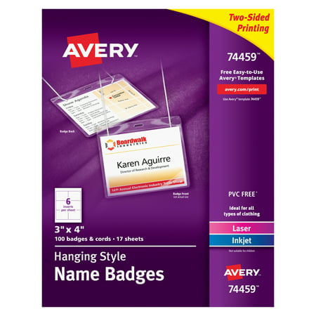 Avery Name Badges with Lanyards, Print or Write,  3