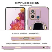 Compatible with Xiaomi Redmi 12C Case for Women Men, Ultra Soft Xiaomi Redmi 12C Phone Case with Stand Silicone TPU Plating Cute Astronaut Pattern Cases Cover (Green)