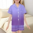 thumbnail image 2 of Kids Satin Pajamas for Girls Gradient Short Sleeve Button Down Top Shorts Set Girls Summer Pajamas 10-11 Pajamas Girls, 2 of 7