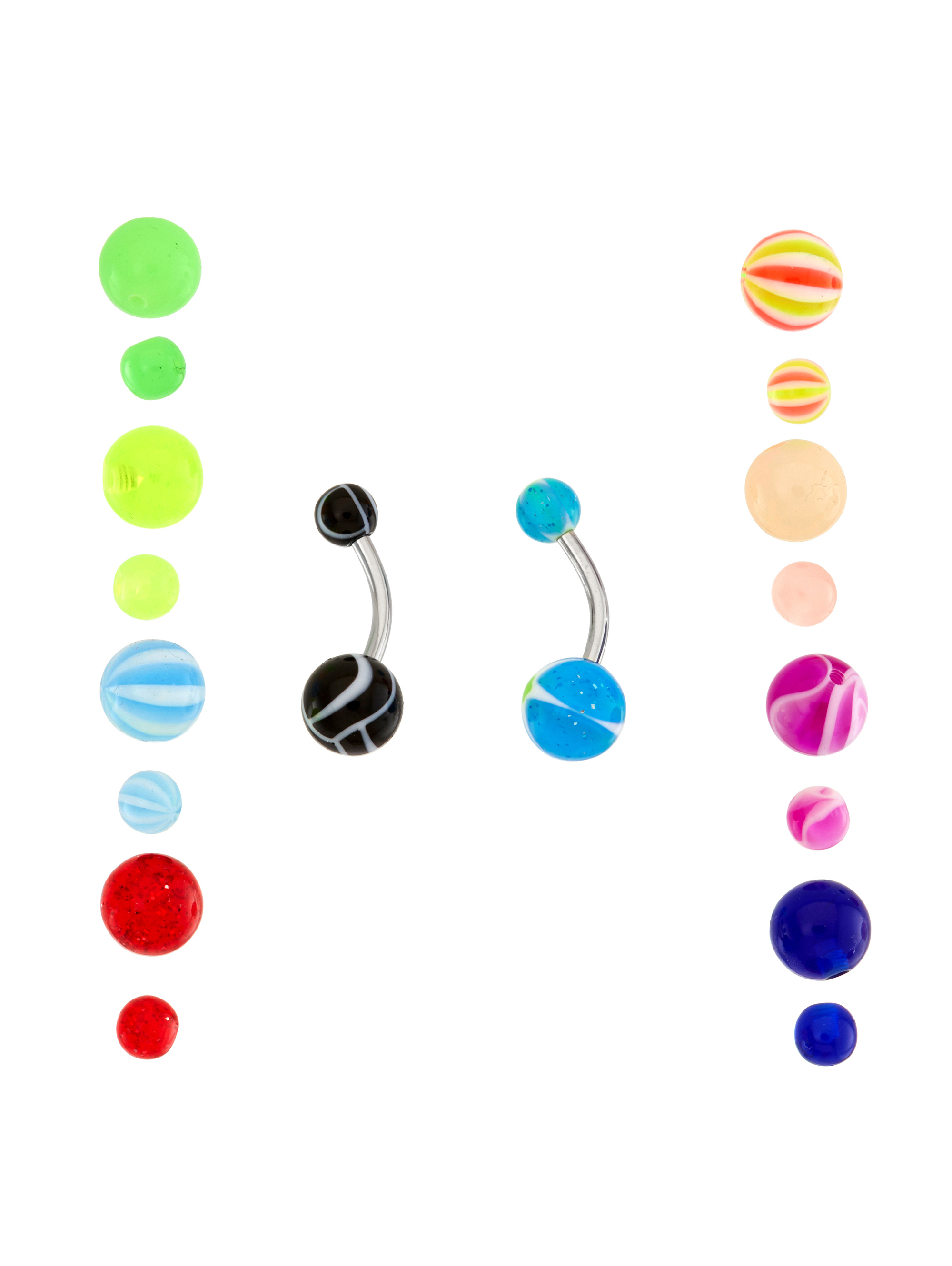 Body Jewelry 14 Gauge 2-Piece Belly Banana and 16 Loose-Bead Extreme Value Set, assorted colors