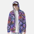 thumbnail image 3 of Pofeuu Watercolor Butterflies Print Sun Protection Outdoor Lightweight Full Zip UV Cooling Hoodie Long Sleeve Summer Clothing for Outdoor Hiking-X-Large, 3 of 5