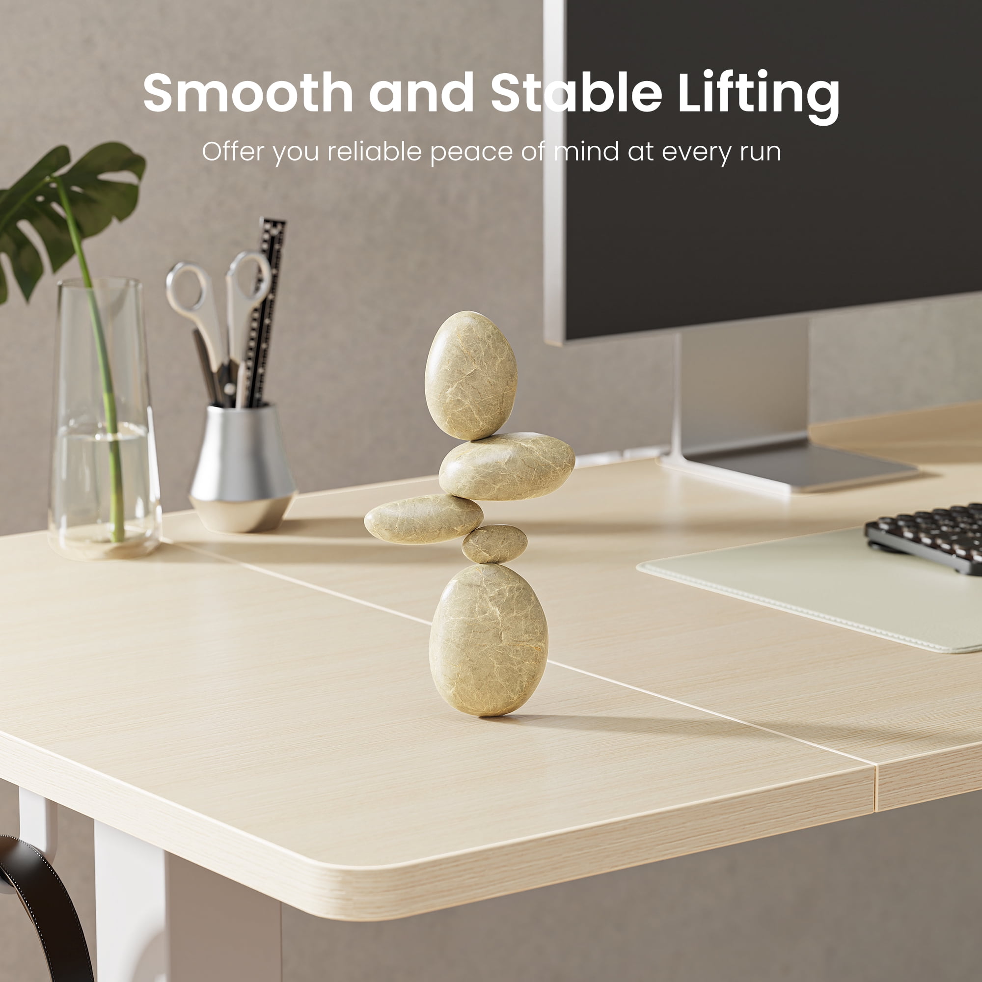 Amadwell 55" Electric Height Adjustable Standing Desk, 27.6" Deep Work Table with Cable Management, Home Office Desk