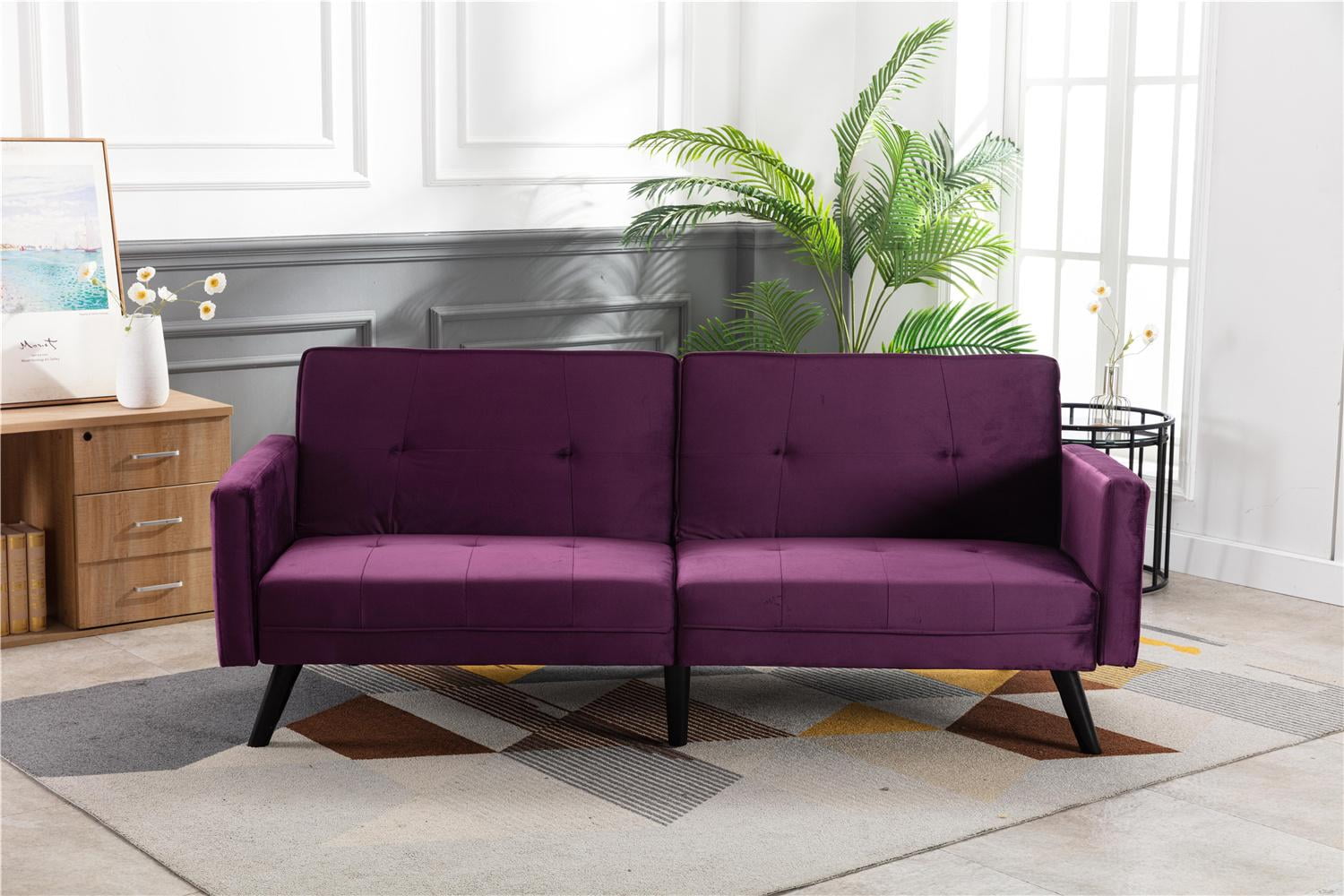 Convertible Futon Sofa Bed, Adjustable Recliner Couch for Living Room